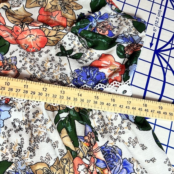 SUZANNE BETRO PEPLUM TOP XL FLORAL LACE BACK ZIP SLEEVELESS - Picture 7 of 8